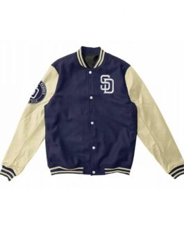 Varsity San Diego Padres Baseball Off White and Blue Jacket
