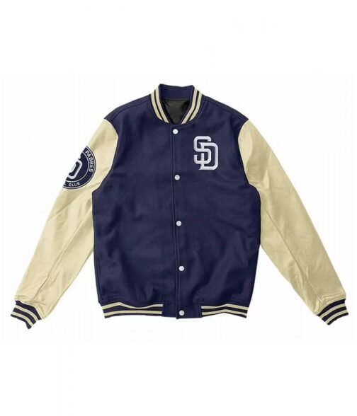 Varsity San Diego Padres Baseball Off White and Blue Jacket