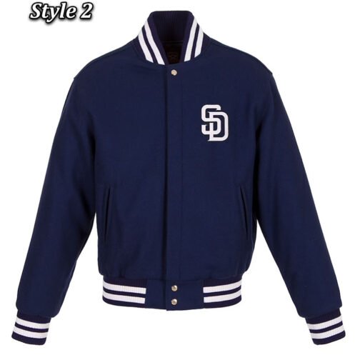 Varsity San Diego Padres Navy Blue Wool Jacket - Image 2