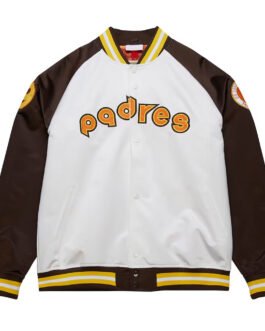 San Diego Padres Brown and White Lightweight Satin Jacket