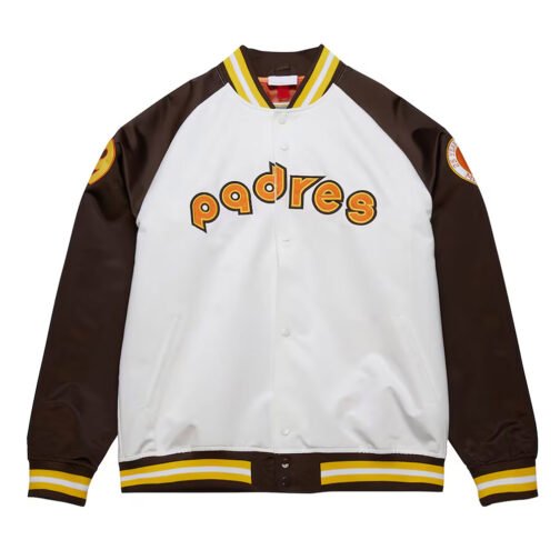 San Diego Padres Brown and White Lightweight Satin Jacket