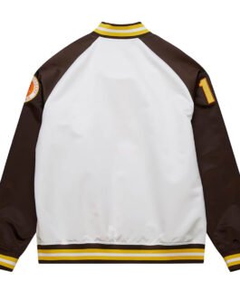 San Diego Padres Brown and White Lightweight Satin Jacket