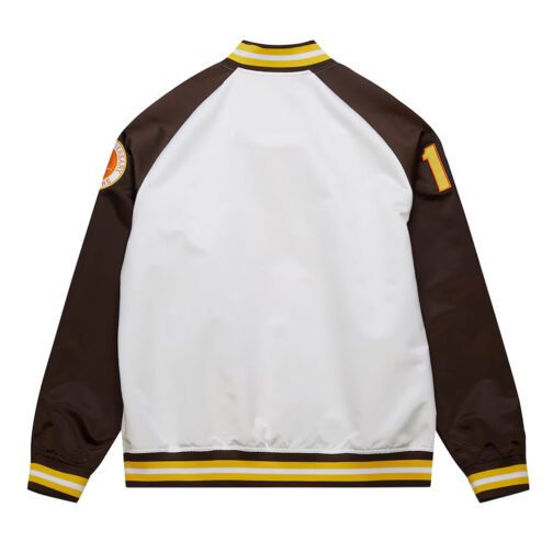 San Diego Padres Brown and White Lightweight Satin Jacket - Image 2
