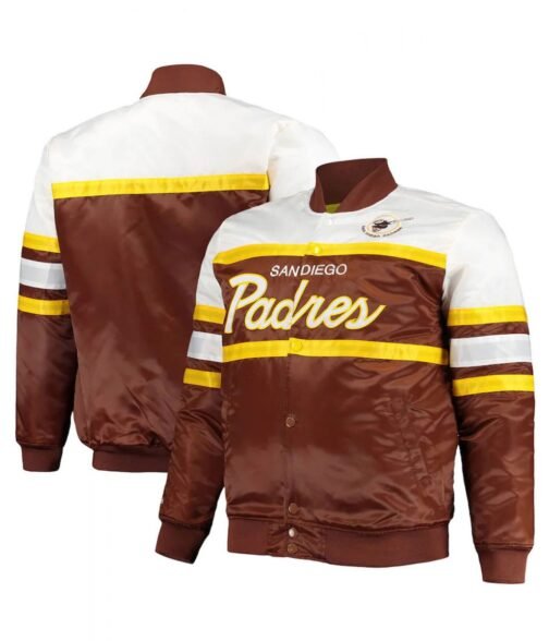 Coaches San Diego Padres Full-Snap Brown/Gold Satin Jacket - Image 3