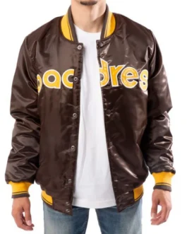 Bomber San Diego Padres Brown Satin Jacket