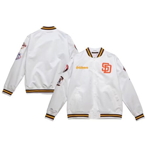 San Diego Padres City Collection White Varsity Satin Jacket - Image 4