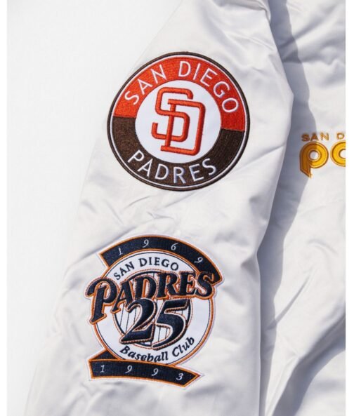 San Diego Padres City Collection White Varsity Satin Jacket - Image 5