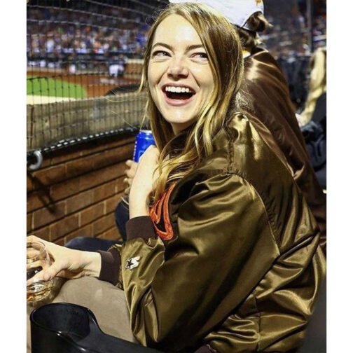 San Diego Padres Emma Stone Bomber Brown Jacket - Image 5
