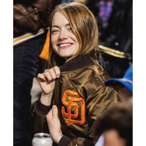 San Diego Padres Emma Stone Bomber Brown Jacket - Image 2