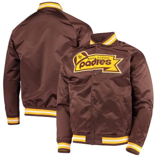 San Diego Padres Brown Lightweight Satin Jacket - Image 3