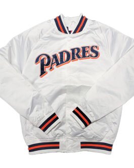 San Diego Padres White Lightweight Satin Jacket