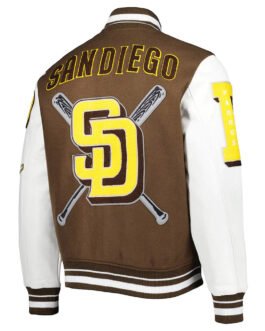 San Diego Padres Mashup Brown and White Varsity Jacket
