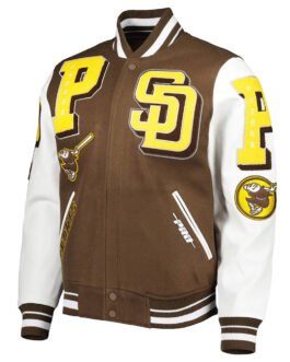 San Diego Padres Mashup Brown and White Varsity Jacket