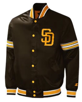 San Diego Padres Midfield Brown Varsity Satin Jacket