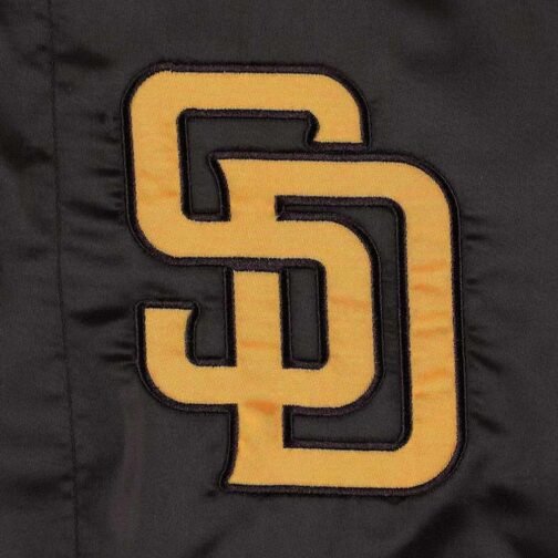 San Diego Padres Midfield Brown Varsity Satin Jacket - Image 4