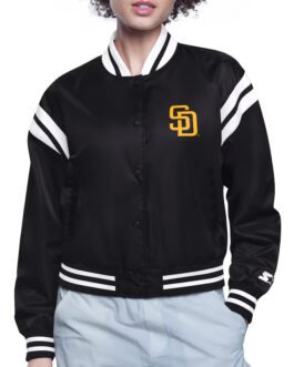 San Diego Padres Printed Logo Varsity Satin Jacket