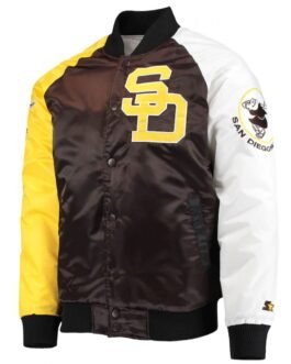 San Diego Padres Brown and Gold Satin Varsity Jacket