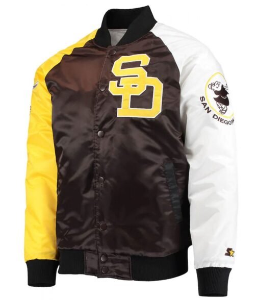 San Diego Padres Brown and Gold Satin Varsity Jacket