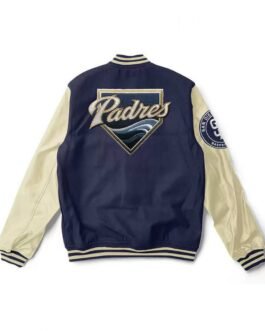 Varsity San Diego Padres Baseball Off White and Blue Jacket