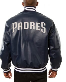 Varsity San Diego Padres Navy Blue Leather Jacket