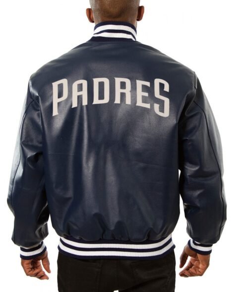 Varsity San Diego Padres Navy Blue Leather Jacket - Image 2