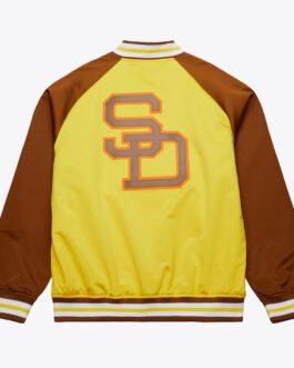 San Diego Padres Vintage Logo Double Clutch Gold Satin Jacket