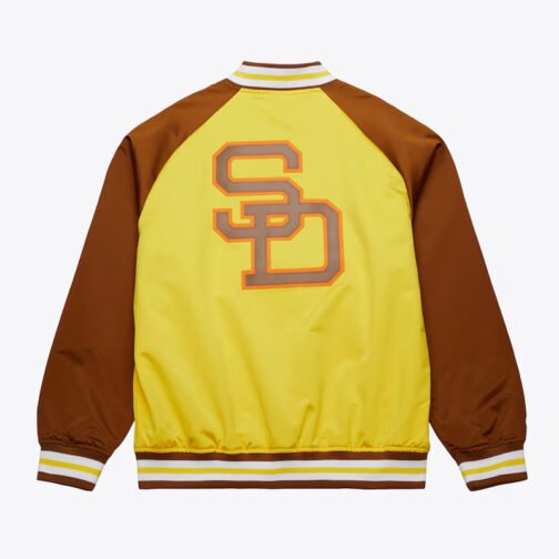 San Diego Padres Vintage Logo Double Clutch Gold Satin Jacket - Image 2