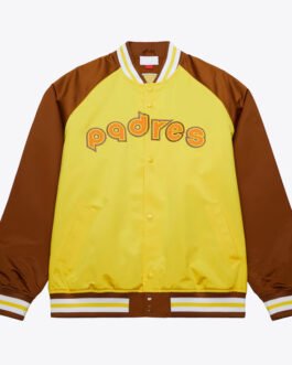 San Diego Padres Vintage Logo Double Clutch Gold Satin Jacket