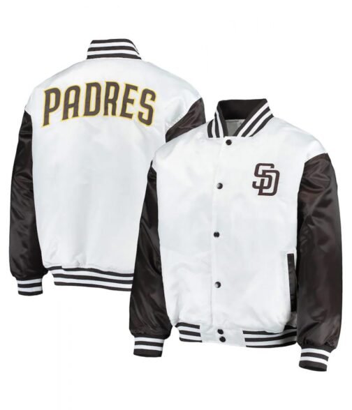 San Diego Padres Full-Snap Brown/Black and White Satin Jacket - Image 3