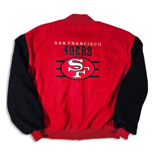 90’s San Francisco 49ers Red and Black Varsity Jacket - Image 2