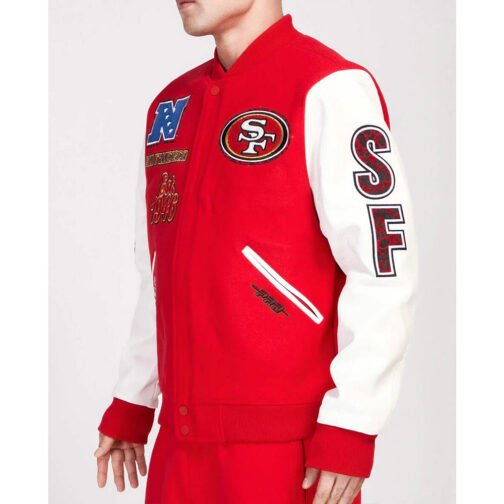 San Francisco 49ers Animal Patches Red Varsity Jacket - Image 3