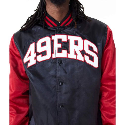 San Francisco 49ers Applique Black and Red Satin Jacket - Image 3