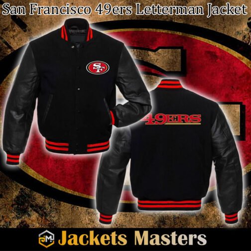 San Francisco 49ers NFL Letterman Black Jacket - Image 6