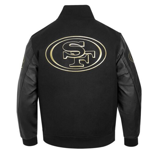 San Francisco 49ers Full-Zip Black Varsity Jacket - Image 2