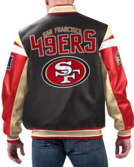 San Francisco 49ers Black Varsity Full-Zip Leather Jacket
