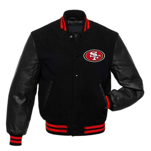 San Francisco 49ers NFL Letterman Black Jacket - Image 2