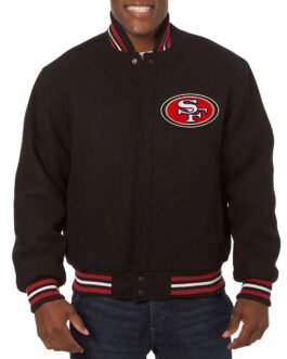San Francisco 49ers Embroidered Black Wool Jacket