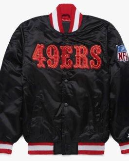 Black San Francisco 49ers Blackout Full-Snap Satin Jacket