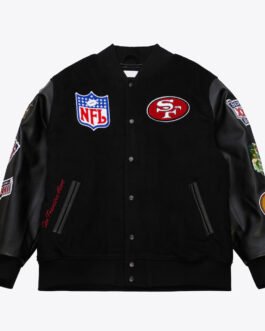 San Francisco 49ers Blackout Vintage Logo Varsity Jacket