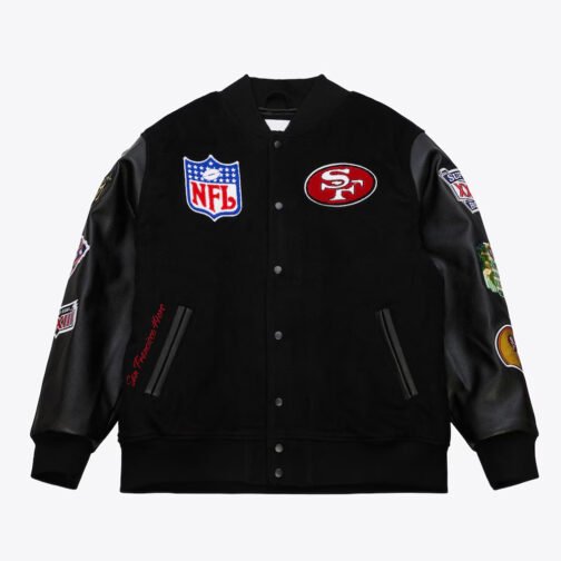 San Francisco 49ers Blackout Vintage Logo Varsity Jacket