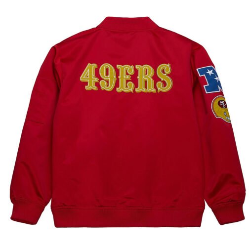 San Francisco 49ers Bomber Lightweight Red Satin Jacket - Image 7