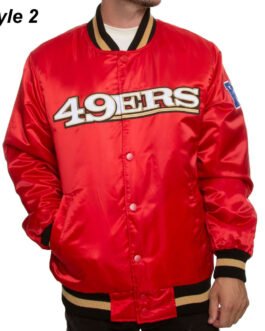 49ERS San Francisco Red/Black Satin Bomber Jacket