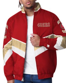 San Francisco 49ers Captain Scarlet Varsity Satin Jacket