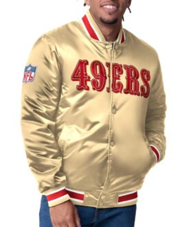 San Francisco 49ers Closer Scarlet/Gold Satin Jacket