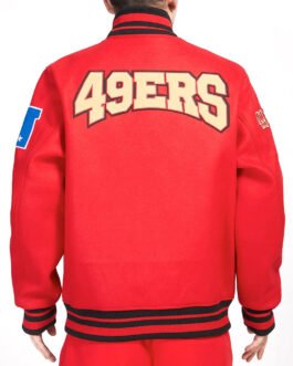 San Francisco 49ers Crest Emblem Rib Varsity Wool Jacket
