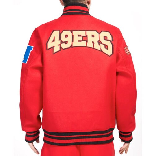 San Francisco 49ers Crest Emblem Rib Varsity Wool Jacket - Image 2