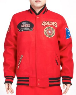 San Francisco 49ers Crest Emblem Rib Varsity Wool Jacket