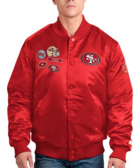 San Francisco 49ers Exclusive Scarlet Varsity Satin Jacket