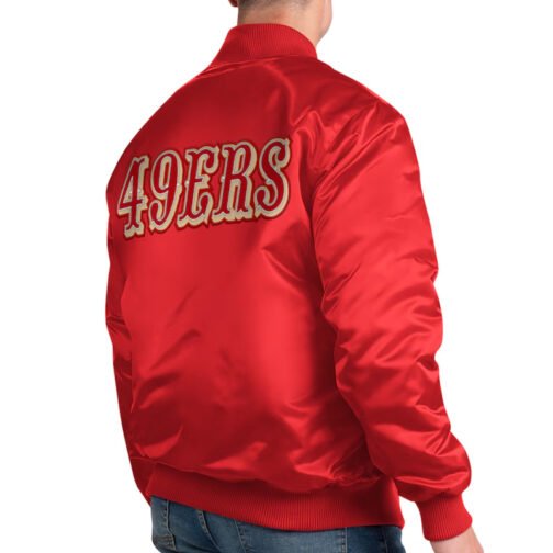 San Francisco 49ers Exclusive Scarlet Varsity Satin Jacket - Image 2