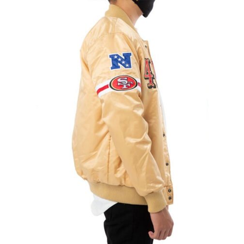 San Francisco 49ers Gold Striped Satin Jacket - Image 5